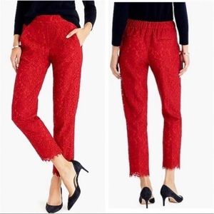 J.Crew Easy Pull-On Red Lace Pants